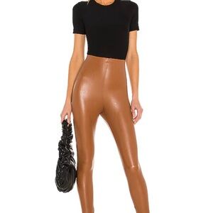 Revolve Commando Leather Leggings in Cocoa